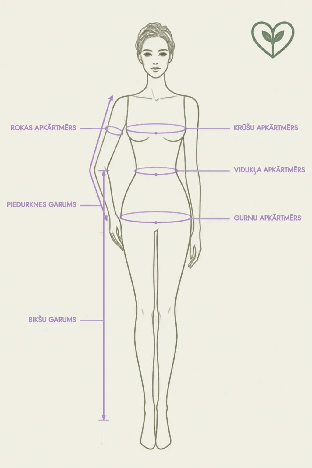 Soul Fabrics mērījumu shēma